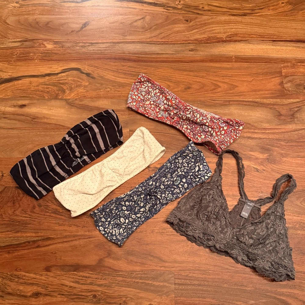 Lace and Patterned Bralette & Bandeau Set